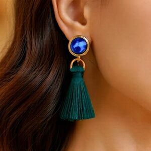 Dangle Tassle earrings Choose color: Black or Blue